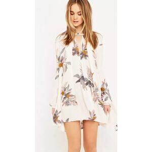 Free People‎ Tree Swing Electric Orchid Choker Mini Tunic Dress XS Boho Floral
